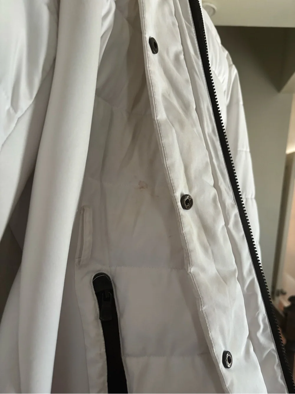 Michael Kors White Quilted Coat with Black MK Logo